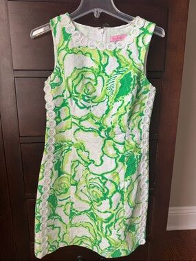 Lilly Pulitzer White Dress with Bright Green Floral Print
